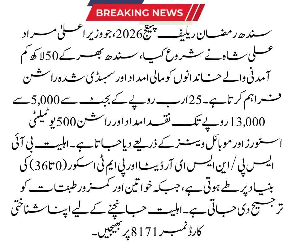 Sindh Ramzan Relief Package