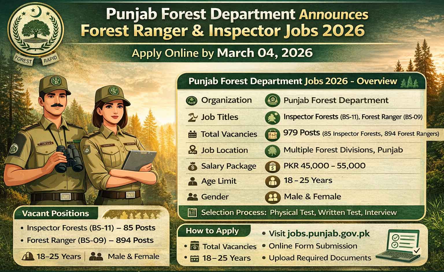 Punjab Forest Department Announces Forest Ranger & Inspector Jobs 2026