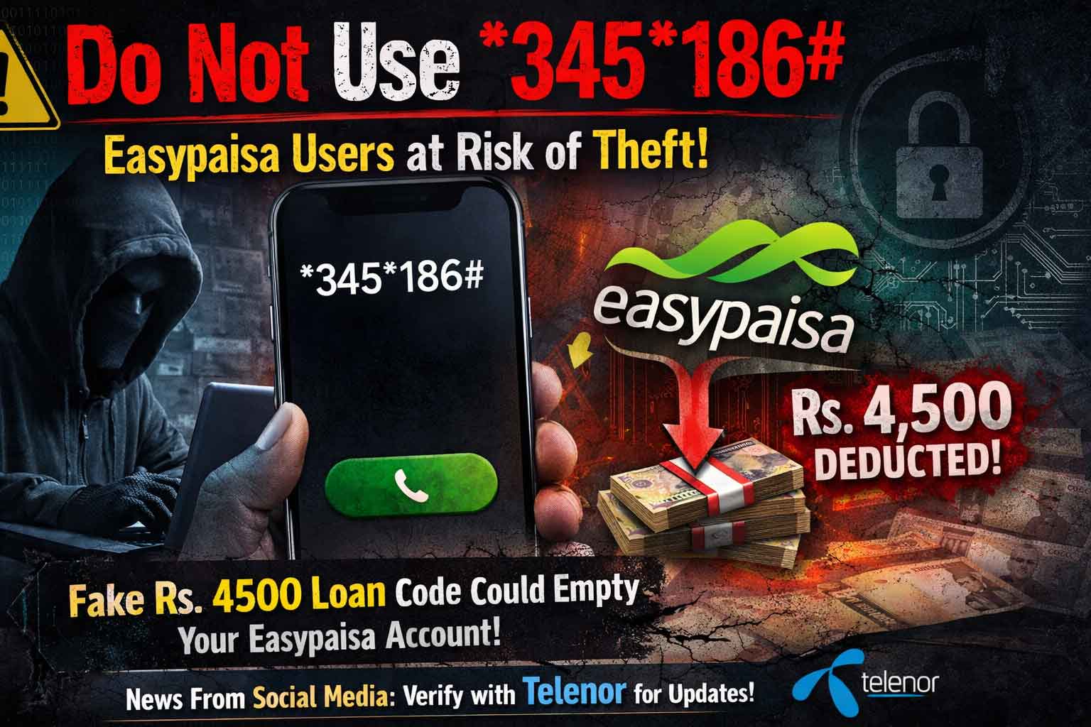 Do Not Use *345*186# Easypaisa Users at Risk of Theft Rs 4500 Loan